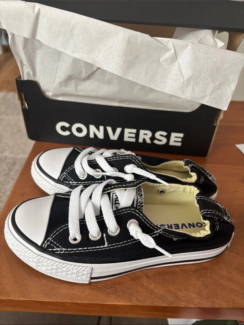 Converse Black and White slip ons